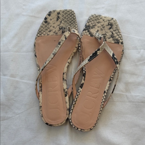 J. Crew Women's Beige and Black Snakeskin Sandals - Picture 1 of 5